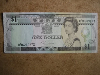 1978-88  FIJI - THE BRITISH CARIBBEAN TERRITORIES 1 DOLLAR Banknote. - Image 1 of 3