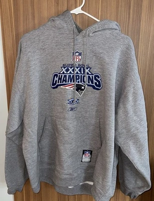NUEVOS PATRIOTAS DE INGLATERRA Reebok Super Bowl XXXIX Sobre el Campo Para Hombres 2XL Sudadera con Capucha Foto 1 de 4