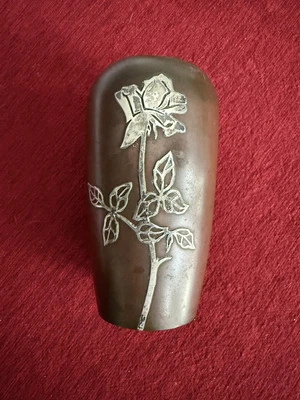 Impresionante jarrón rosa Heintz plata/bronce Foto 1 de 4