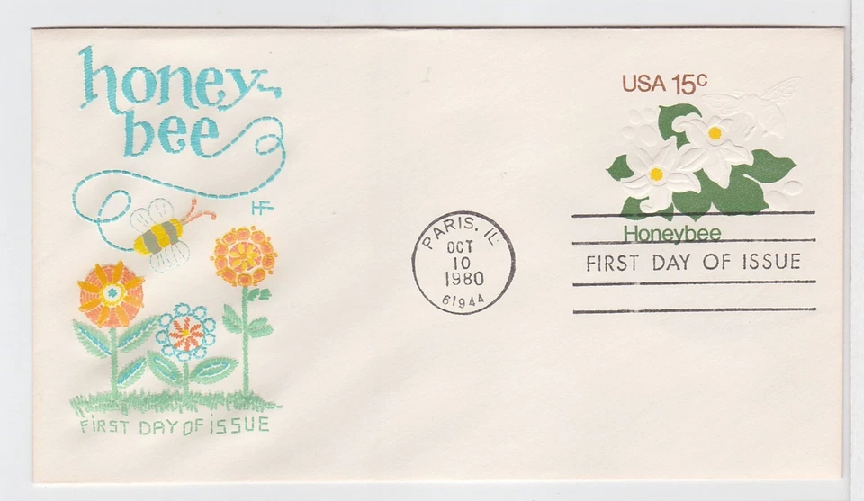 TurtlesTradingPost- Honey Bee Stationary- 1980 FDC #U599 - Farnam Cachet - Image 1 of 1