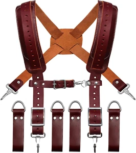 Cinturón de herramientas con tirantes de cuero para hombre, bolsas resistentes, - Bild 1 von 12