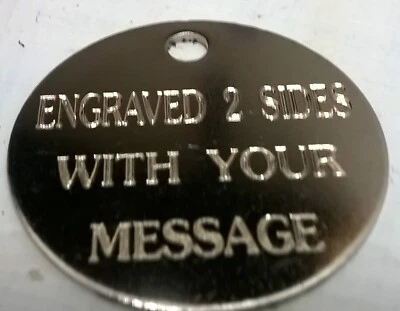 BRASS/NICKEL ENGRAVED DOG/CAT ID NAME TAG DISC PERSONALISED PET IDENTITY TAGS - Image 1 of 3