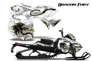 KIT DE GRÁFICOS SKI-DOO REV XM SUMMIT SNOWMOBILE CREATORX DRAGÓN FURIA AMARILLO BLANCO - Imagen 1 de 1