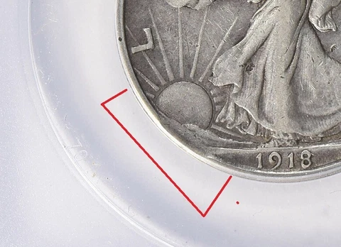 1918-S Rim Clip Error ANACS VF35 Walking Liberty Half Dollar Clipped Planchet Cover