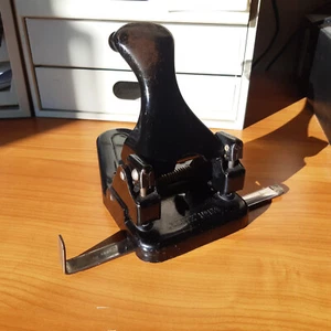 Ancien perforateur LEITZ 138 grand + fonction lourde + rail + rétro vintage - Photo 1/13