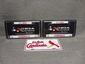 MLB St Louis Cardinals Chrome Metal License Frame And Embossed Tag Plate - Picture 1 of 8