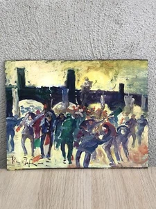 Quadro vintage -Figure- dipinto a olio su tavoletta - Foto 1 di 9