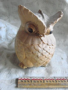 Vintage Carved wood Owl DETAILED  Figurine BALI 5" - Picture 1 of 9