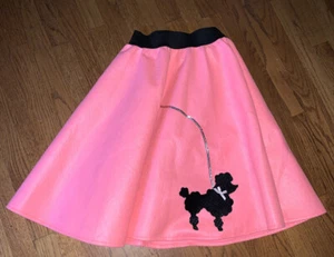 Charades Neon Pink Salmon Flair Black Poodle Skirt Child’s Size XL ❤️tw11j14 - Picture 1 of 9