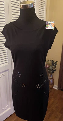 Desigual Black Jersey Dress w/Gold Underlay/Cut-outs NWT - M - Изображение 1 из 4