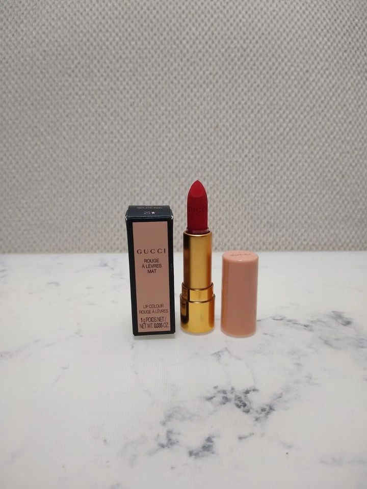 GUCCI Travel Lot SILK PRIMING SERUM MATTE LIPSTICK 505 Janet Rust 25 GOLDIE RED