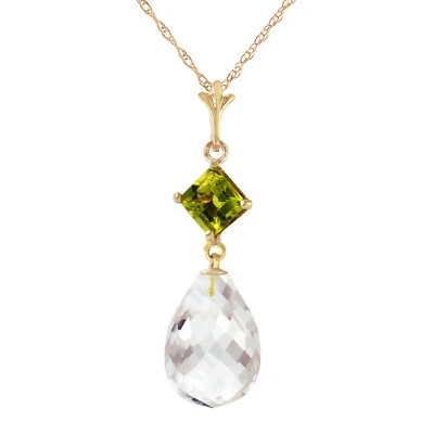 5.5 CTW 14K Solid gold fine Necklace 16-24" Peridot White Topaz - Image 1 of 4