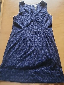 Hatley Navy Eyelet V Neck Shift Dress size 6 Back Zipper Lined 100% Cotton - Picture 1 of 11