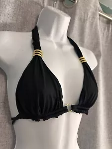 Strandhase Dreieck Neckholder Top Gold Hardware Größe XS schwarz neu mit Etikett Rtl $ 95 - Bild 1 von 6
