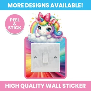 EINHORN REGENBOGEN LICHTSCHALTER UMGEBUNG WAND AUFKLEBER ABZIEHBILD KINDER SCHLAFZIMMER - Bild 1 von 1
