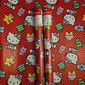 Hello Kitty Gift Wrap 100sqft, 2 Rolls Wrapping Paper Shipped In Roll Form Red - Picture 1 of 1