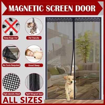 Magnetic Screen Door Mesh Curtain Durable Heavy Duty Mosquito Net Bug Hands Free - Image 1 of 4