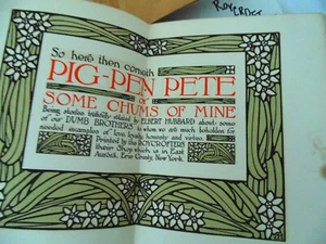 Pig Pen Pete 1914 Roycrofters Elbert Hubbard Antique Leather Book - Imagen 1 de 11