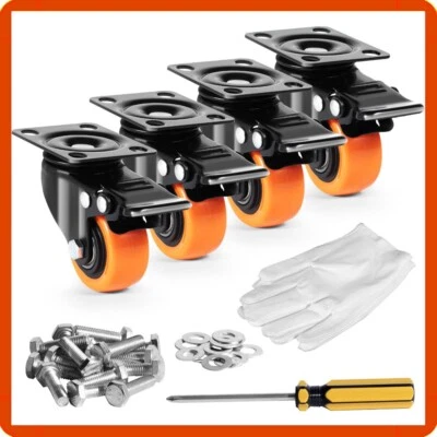 Ruote x per carrelli carrello piene girevoli mobili gommate set con freno ø 50,8 - Immagine 1 di 4