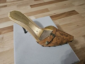 Jessica Bennett Western Mules With Stiletto Heels Mrsp Well Over $200 Dark Tan - Picture 1 of 5