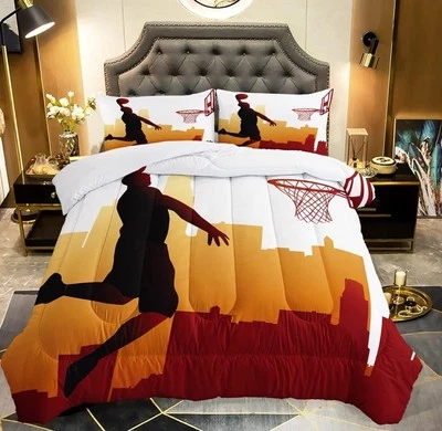 AILONEN Basketball Comforter Sets for Teenage Boys Bedroom Sports Theme Queen A2 - Image 1 of 4