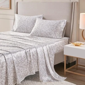 Neu Madison Park Essentials Bedruckt Taupe Leopard Queen Bettwäsche Set Satin - Bild 1 von 8