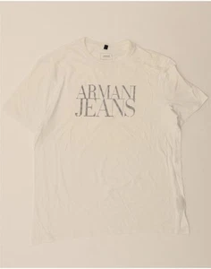 ARMANI Mens Graphic T-Shirt Top 2XL White Cotton AP06 - Picture 1 of 3