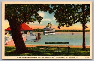 New Wilson Line Steamer City Of Washington Mount Vernon Virginia Postcard - Picture 1 of 2