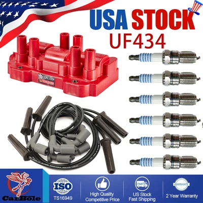 Ignition Coil & Spark Plug & Wire For Chevrolet GMC Buick Pontiac 3.5/3.9L UF434 Foto 1 de 4