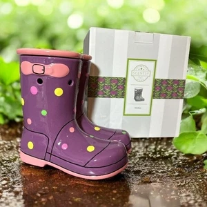 Botas de lluvia Scentsy WELLIES tamaño completo descontinuadas/retiradas púrpura Poke a Dot nuevas en caja - Imagen 1 de 4