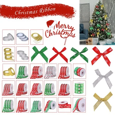Christmas Winter Theme Ribbon Grosgrain Ribbon Gift Wrap Various Design & Widths - Image 1 of 4