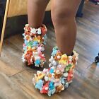 Winter Snow Boots Covered In Stuffed Animals Fluffy Middle Calf Platform Flat