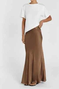 Dissh Charli Coco Maxi Satin Skirt Size AU 8/ US 4 Chocolate Brown Mocha - Picture 1 of 10