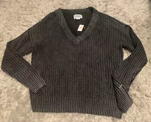 Victoria Secret PINK Forenza Cozy Knit Pullover V-Neck Sweater Sz S Gray Washed - Picture 1 of 2