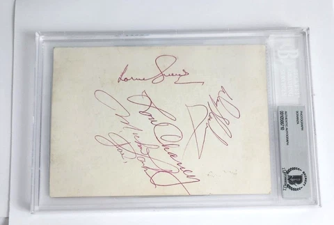 BONANZA CAST SIGNED 5 X 7 SHOW POSTCARD LORNE GREENE DAN BLOCKER MICHAEL LANDON Cover