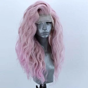 Peluca frontal de encaje rosa púrpura para mujer cuerpo largo onda fibra cosplay peluca fiesta pelucas - Imagen 1 de 5