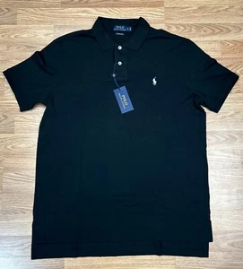 Polo Ralph Lauren Herren Poloshirt Schwarz Baumwolle Weiß Pony - Neu - Bild 1 von 7