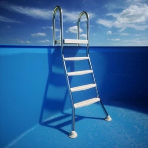 Hochbeckenleiter Edelstahl V2A, 2x 4 Stufen + Plattform bis 1,20 m Pool Leiter - Bild 1 von 6