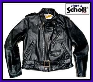 Clásico SCHOTT Cuero Negro Pesado 118 Perfecto. Excelente Estado y Calidad - Imagen 1 de 18