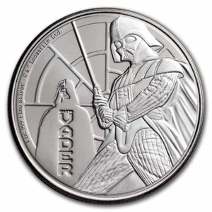 2022 Niue 1 Oz 999 SILVER Silver $2 Star Wars Darth Vader Coin Round NZM - Picture 1 of 2