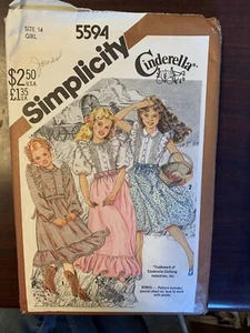 Vintage Simplicity Cinderella Sewing Pattern # 5594 Prairie Dress Skirt Girls 14 - Picture 1 of 4