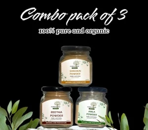 Amla biologica, Reetha, Shikakai in polvere per la cura dei capelli, confezio... - Foto 1 di 6