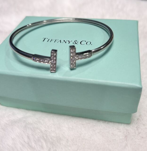 Tiffany T wide diamond wire bracelet in 18k gold medium  Tiffany  Co