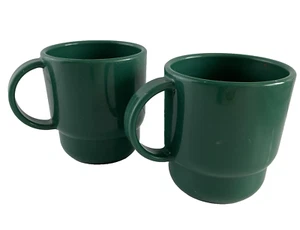 Vintage Tupperware Green Stackable Plastic Retro Cups Set Of Two 2224A - Picture 1 of 6
