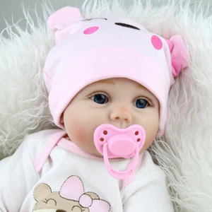 22inch Lifelike Reborn Baby Dolls Silicone Vinyl Girl Doll Newborn Handmade Gift - Picture 1 of 8
