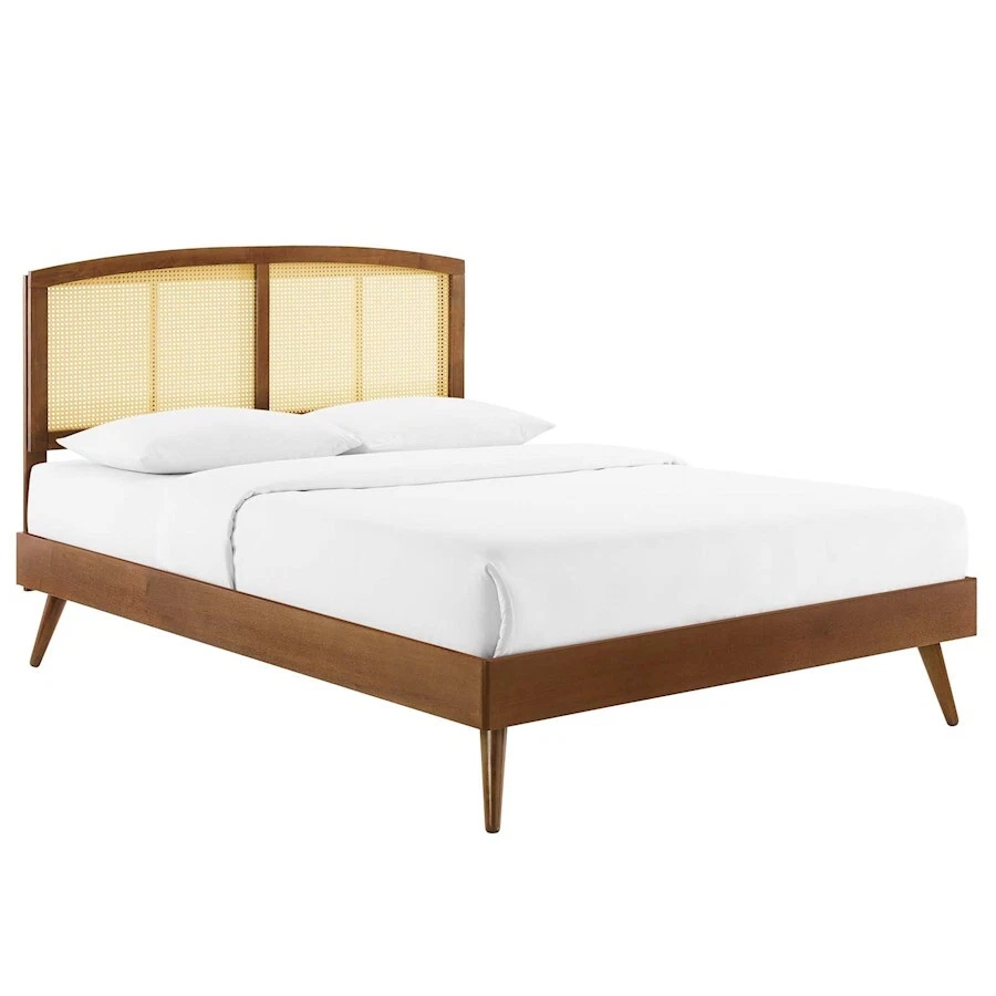 Modway Sierra Cane/Wood King Platform Bed/Splayed Legs Walnut -MOD-6702-WAL