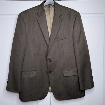 Blazer Lauren Ralph Lauren Para Hombre Talla 43S Marrón Espiga Codo Gamuza Parches Foto 1 de 4