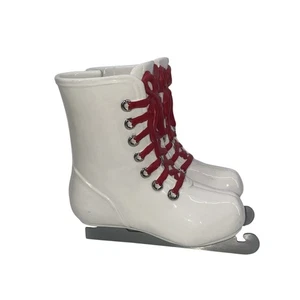 Ceramic Ice Skates Vase Metal Base - Picture 1 of 10