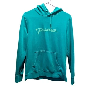 Sudadera con capucha suéter verde azulado Puma para mujer con cordón canguro bolsillo se adapta a M L - Imagen 1 de 2