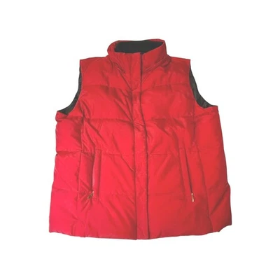 Chaleco acolchado Liz Claiborne rojo acolchado cuello falso cremallera frontal talla XL LEER Foto 1 de 4
